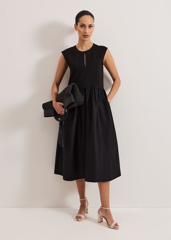 Phase Eight Jenny Mix Woven Dres Dress Black USA | 9163875-IS